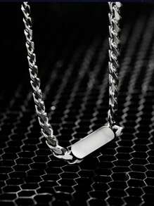 1 件简约钛钢项链，独特链项链，适合男士，时尚锁骨链，时尚嘻哈配饰，适合圣诞节、新年、情人节礼物 - 白色 - 查看 6