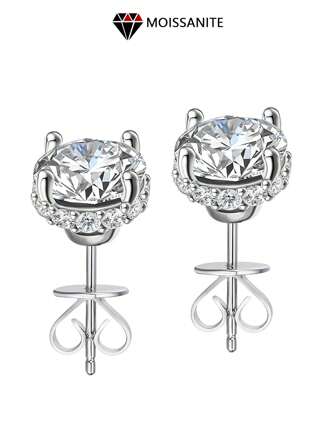 S925 Moissanite Four-Claw Earrings Classic Elegant Men And Women's Style Suitable For Couples To Match Travel Dating Dinner Gift Anniversary Birthday Wedding Proposal Jewelry Gift