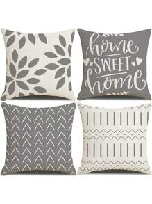 4 Piezas Funda De Almohada Decoración Del Salón 45x45cm Color Gris, Fundas Para Cojines Decoración Del Salón  para Patio al Aire Libre, Jardín, Sala de Estar, Sofá - Gris - Ver 1