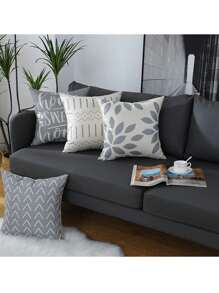 4 Piezas Funda De Almohada Decoración Del Salón 45x45cm Color Gris, Fundas Para Cojines Decoración Del Salón  para Patio al Aire Libre, Jardín, Sala de Estar, Sofá - Gris - Ver 7