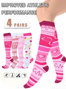 4 Pairs Non-Slip Compression Socks|High Support For Travel/Sports|Holiday Gifts Unisex - Multicolor - View 1