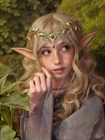 1 件美丽的花卉仙女皇冠，林地头饰叶圈，适合女性、文艺复兴服装、万圣节拍摄道具