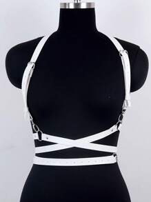 1PC Wit Punk Body Harnas Leren Lingerie Bondage Sexy Ondergoed Harnas Korset Kousen Kousenbanden Zwaard Riem Geschikt Voor Dagelijks Gebruik