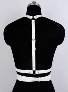 1PC Wit Punk Body Harnas Leren Lingerie Bondage Sexy Ondergoed Harnas Korset Kousen Kousenbanden Zwaard Riem Geschikt Voor Dagelijks Gebruik