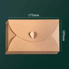 10 pezzi/50 pezzi Buste di carta Kraft a forma di cuore, design con aletta a forma di cuore, carta spessa 250g, buste per lettere di coppia, buste creative di stile europeo retrò, adatte per regali di compleanno/Natale/Ognissanti/Ringraziamento/Festa della Mamma, forniture scolastiche/per ufficio per il ritorno a scuola