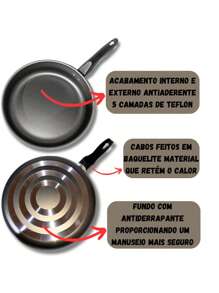 Frigideira Marcolar N22 Antiaderente C/tampa De Vidro - Preto - Visão 3