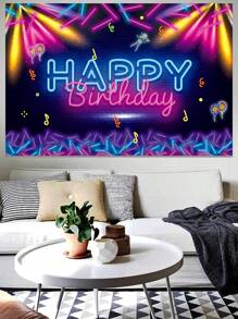 1入組100 * 150cm萬花千縷生日派對主題生日乙烯基旗幟，背景布完美裝飾生日派對，發光主題生日成年禮儀派對室內牆壁裝飾，戶外派對圍欄裝飾，生日禮品掛毯，派對照片道具背景 - 彩色 - 查看 6