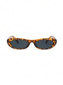 1 buc. Ochelari de soare cu ramă ovală simplă pentru femei, ochelari de soare decorativi în stil european și american retro, casual, stil exterior, stil stradal, potriviți pentru utilizare zilnică și călătorii, accesorii de plajă pentru femei, ochelari de soare pentru vacanță de vară la plajă, în aer liber, călătorii