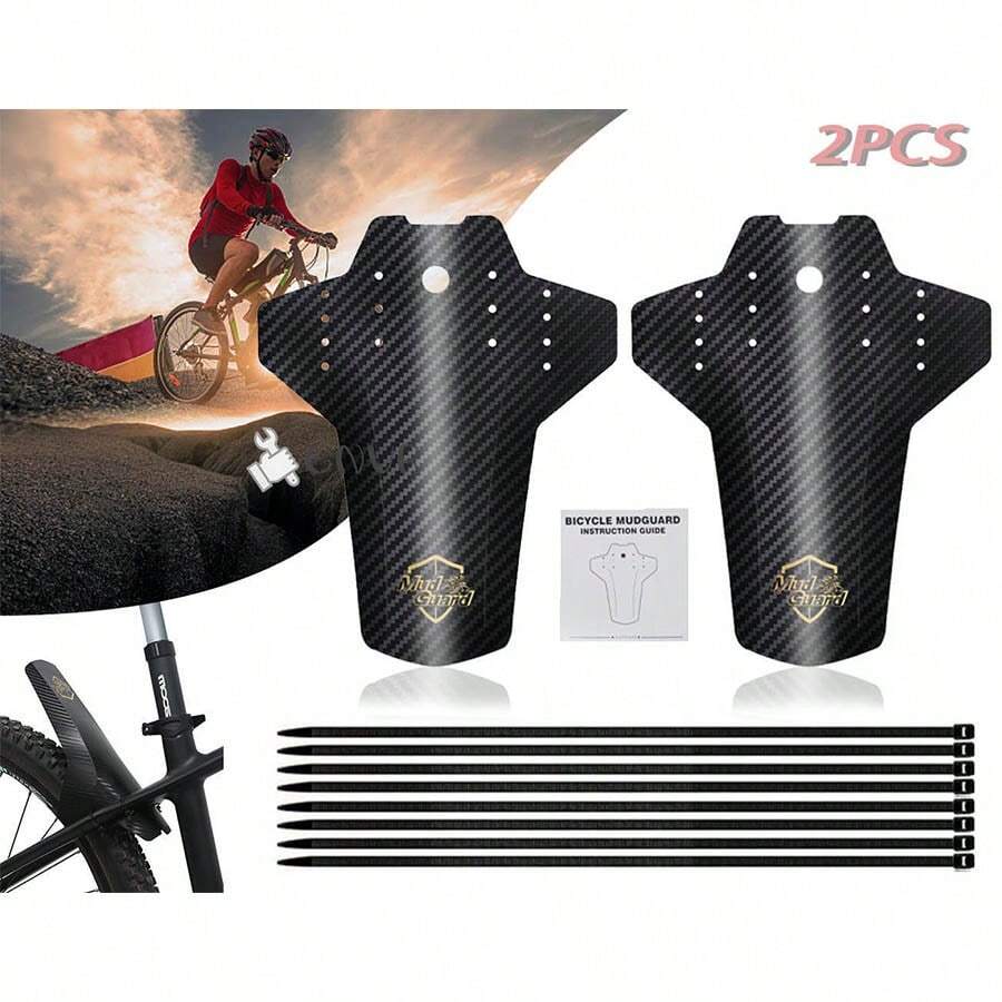 Salpicaderas Trasera Y Delantera Para Bicicleta Universal Guardabarros de bicicleta de montaña Ciclismo Freno delantero/trasero universal de protección contra salpicaduras del neumático llanta ala de la bici.Adopta una elegante textura 3D de fibra de carbono que hace que su bicicleta se vea más fresca y texturizada. Nuestros guardabarros extremadamente planos y flexibles se pueden meter en una mochila de viaje, muy fácil de llevar. - Dorado - Ver 1