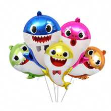 5pcs Shark Balloons, 26 Inch Large Shark Foil Balloons, Cute Shark Ocean Animal Theme, Decoration For Birthday, Wedding, Anniversary Party - Multicolor - View 5