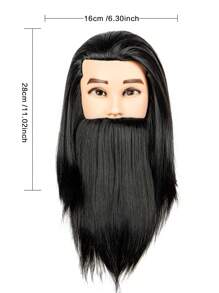 Male Mannequin Head, 16" Doll Head, Training Head, With 100% Real Human Hair For Hairdressers, Hair Stylists, Cosmetologist, Barber Shop And Cosmetology School Black/Golden With Hair Clips And Desktop Stands - Black - View 3