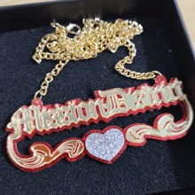 Customized Acrylic Name Pendant Necklace, Cute Colorful  Chain For Women And Girls - Gold - View 6