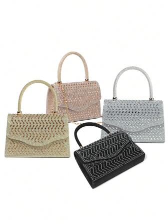 閃亮、光彩照人、優雅、精美的迷你水晶裝飾手拿包，完美適用於派對、舞會、晚宴、宴會場合。女性最佳禮物