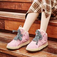 Women's High Top Casual Sports Shoes, Street Style Retro German Training Shoes - Pink - View 3
