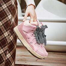 Women's High Top Casual Sports Shoes, Street Style Retro German Training Shoes - Pink - View 6