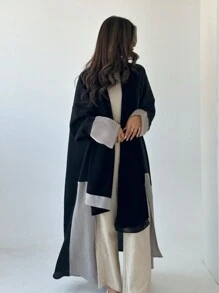 1 件女式长款 Abaya 开衫，宽松时尚纯色加大码温柔优雅长袍，修身闪亮拼接多色 Abaya 夹克，适合日常穿着、节日、旅行和派对 - 彩色 - 查看 1