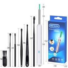 NATFIRE Smart Visual Ear Cleaner With Mini Camera 6 LED Lights Earwax Removal USB C Charging Ear Cleaning Tool With 8 Pcs Ear Set Soft Silicone Ear Spoon Ear Tips Replacement Otoscope Can Take Photo And Video Compatible With IOS & Android Phones White Black Family Travel Gift For Boy/Girl Friend Family Mother's Day Father's Day Valentine's Day