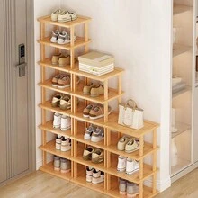 1pc Simple & Sturdy Bamboo Shoe Rack, Multi-Tier Shoe Shelf For Home Entryway, Indoor Use - Ginger - View 9