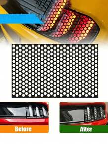1入黑色汽車尾燈蜂窩貼紙，黑色碳纖維風格貼花，汽車尾燈通用