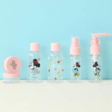 Miniso Mickey Series 7 Pieces Leak Proof Portable Toiletry Containers Set, Travel Bottles Kit - Pink - View 2