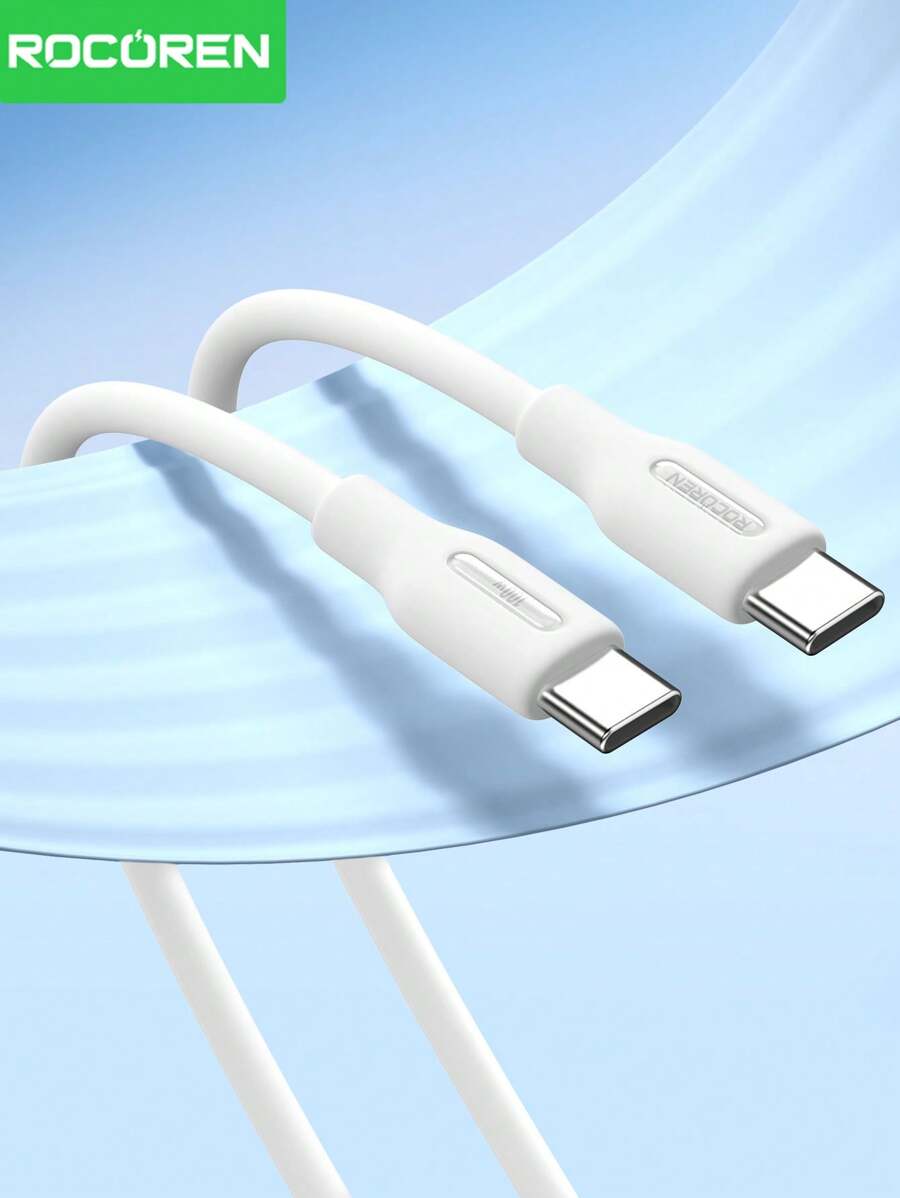 Rocoren PD 100W USB C轉USB Type C線材，用於快速充電，充電器液態矽膠電線，適用於15 Type-C USBC電纜，白色 - 白色 - 查看 1