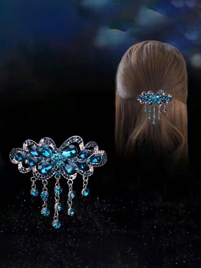 1pc Fashionable Rhinestone Decor Fringed Hair Clip Clamp For Women,Hair Accessories,Hair Barrettes Hair Clips Claw Clips, School Stuff, Looks Of Party