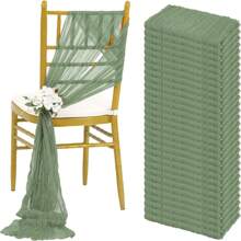 10/20 pezzi Fasce per sedie verde salvia di Bali, decorazioni rustiche per sedie con fiocco, coprisedia per matrimonio, banchetto, festa, casa, cucina (40,6 x 274,3 cm)