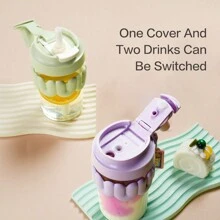 LocknLock 可爱棉花糖玻璃杯带吸管，高品质牛奶咖啡杯