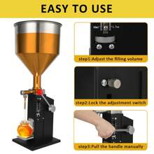 Adjustable Bottle Filling Machine, A03 Pro Manual Paste Liquid Filling Machine With 10L Transparent, Bottle Filler For Milk Water Essential Oil Shampoo Cosmetic Honey-5-50ML