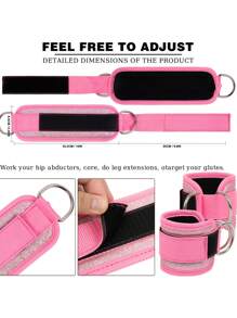 1 pieza Correas de tobillo de patada de máquina de cable para accesorio de puño de entrenamiento de glúteo de gimnasio en casa con correas de pierna ajustables y acolchado de neopreno - Rosa - Ver 6