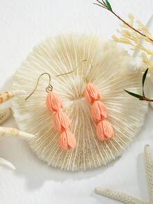 1pair Resin Frangipani Flower Drop Earrings, Hawaii Ocean Style, Vacation Accessory - Multicolor - View 24