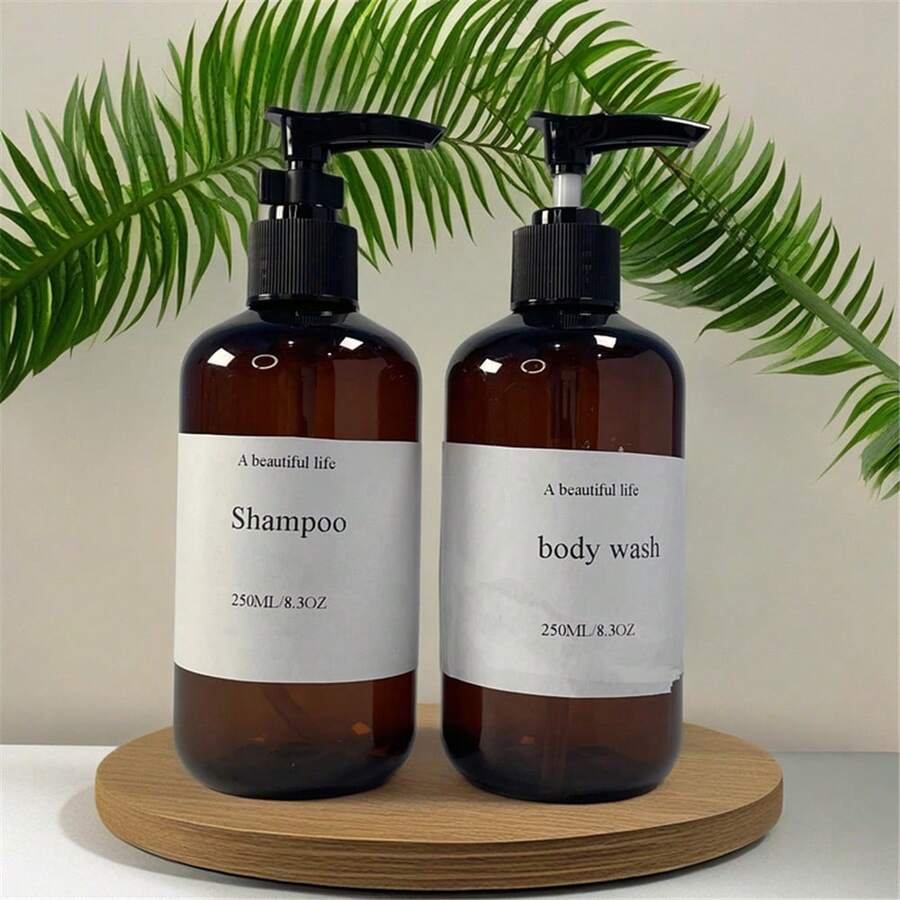 2 chai phòng tắm rỗng 8,7oz/250ml đựng dầu gội và sữa tắm, kem dưỡng da, bộ tách kem với chai dầu gội có thể đổ lại 16,7oz, chai dầu xả 500ml có bơm, bộ phân phối sữa tắm & dầu gội và một chai dầu gội rỗng