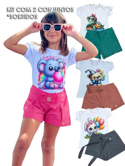 KIT COM 2 CONJUNTOS INFANTIS LELELI