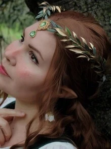 1 Stück wunderschöne Blumen-Feenkrone, Waldkopfschmuck Blätterkranz für Frauen, Renaissance Kostüm, Fotoshooting Requisite Halloween - Grün - Übersicht 3