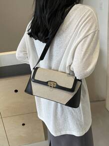 Lightweight Business And Leisure Two-Color Clamshell Long Bag, Suitable For Girls, Ladies, College Students, Novices And White-Collar Workers, Suitable For Office, University, Work, Business, Commuting, Outdoor, Travel, Going Out With Shoulder Bags, Classic Retro, Leisure And Fashion Color Contrast,Fashionable Business Casual Bag For Women, Pefect For Office, Business And Work