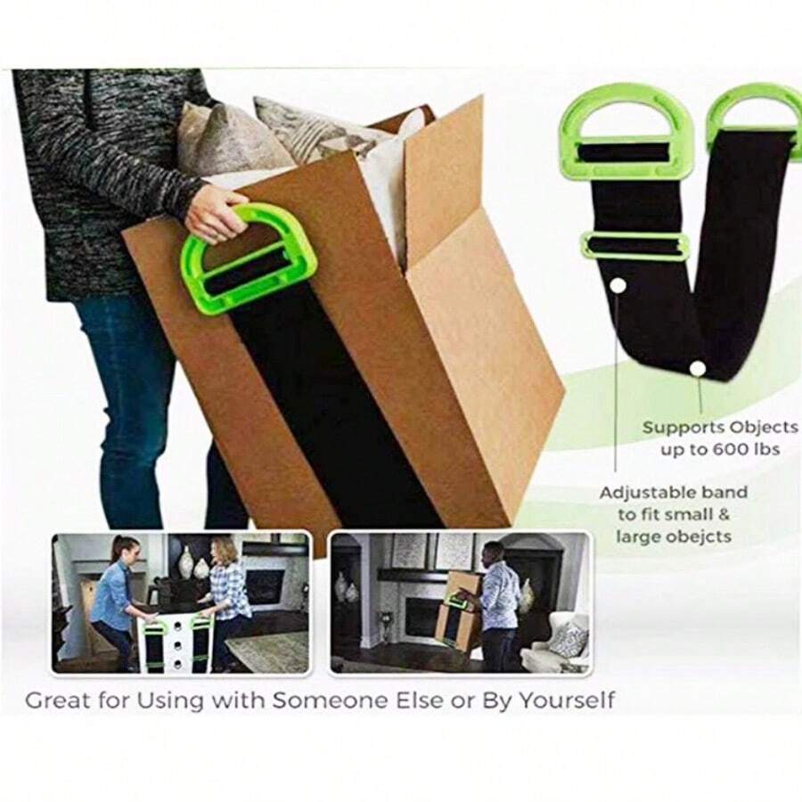 Travel And Moving Helper For Carrying Wood And Heavy Objects With Electric Assistance, Furniture And Paper Box Handling Tool With Binding Straps And Shoulder Rope - Black - View 1