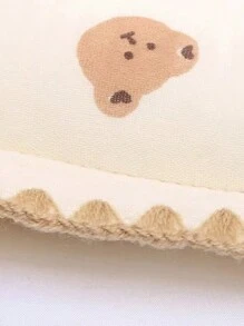 1 件熊图案矩形婴儿头部塑形枕头，透气吸汗，适合所有季节爱情人节 - 米色 - 查看 4