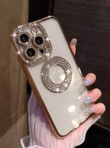 1 Peça Capa De Telefone Transparente Decoração Com Pedras Strass, Compatível Com Iphone 16/16Pro/16Plus/16ProMax