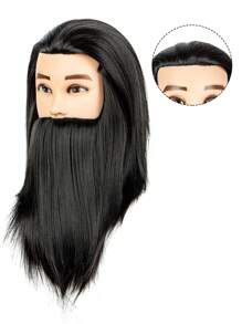 Male Mannequin Head, 16" Doll Head, Training Head, With 100% Real Human Hair For Hairdressers, Hair Stylists, Cosmetologist, Barber Shop And Cosmetology School Black/Golden With Hair Clips And Desktop Stands - Black - View 5