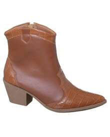 Bota Feminina Texana Metalizada Cano Baixo Croco Ref 70100 - Caramelo - Visão 2