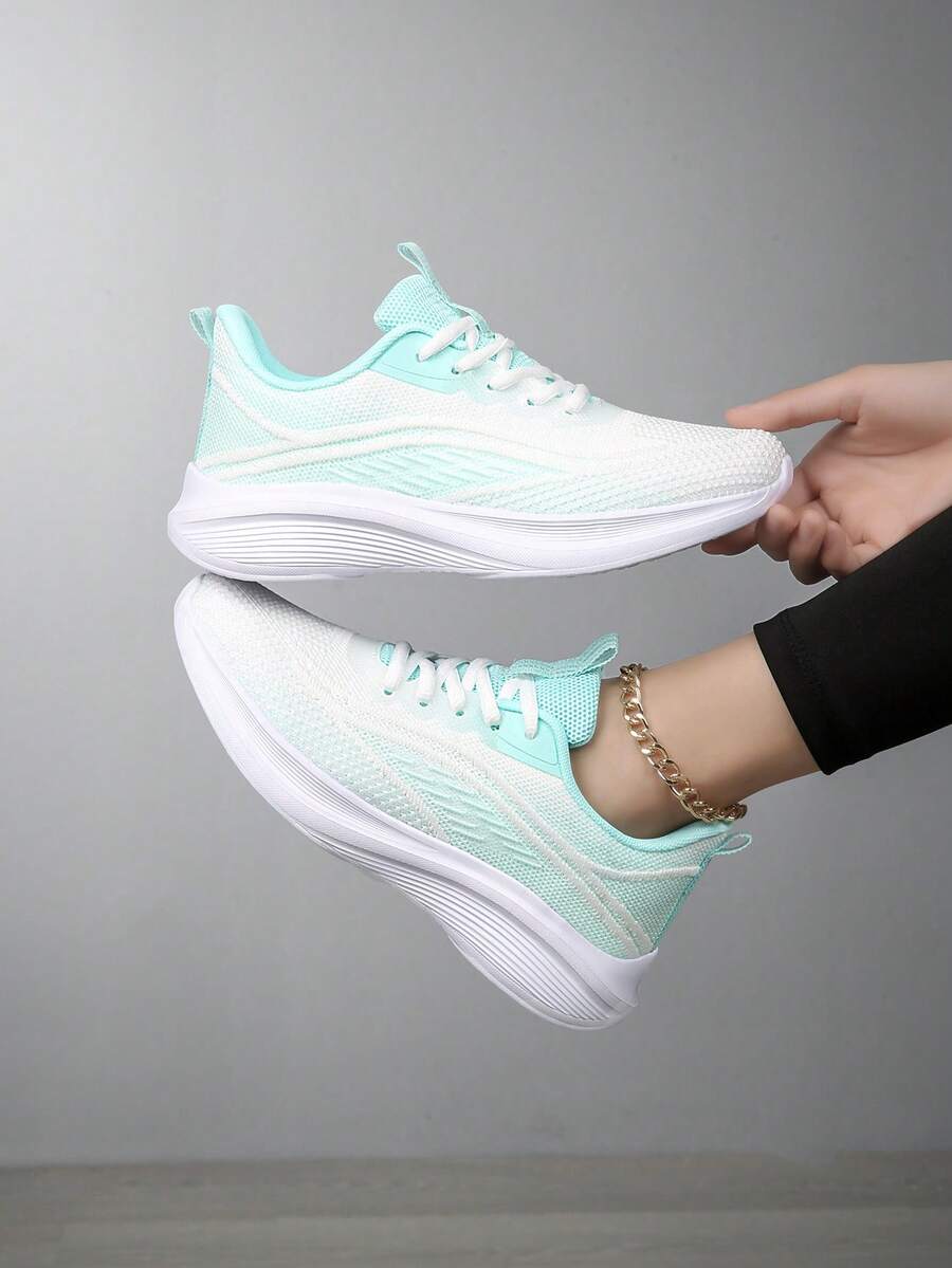 女士夏季透氣網布運動鞋，輕便舒適平底鞋，白色和粉色，適用於工作、辦公室、休閒穿著和學生 - 彩色 - 查看 1