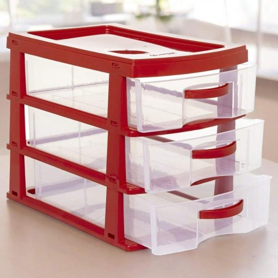 Ngăn kéo tổ chức 3 Ngăn kéo để bàn bằng nhựa lớn Đa năng Jaguar Utilities Đồ trang trí Halloween Trang phục Halloween Đồ trang trí mùa thu Đồ trang trí lễ hội - Đỏ - Xem 1