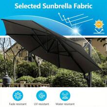 11 FT Cantilever Patio Umbrella, Round Outdoor Offset Umbrella With 360° Rotation & Tilt Adjustment Without Base - Grey - Khaki + Fabric - View 4