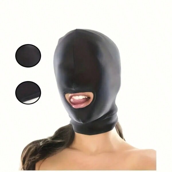 1 Pieza Dos Opciones De Capuchas Negras: Juegos Divertidos Para Parejas: Solo Se Pueden Exponer La Boca O Los Ojos: Herramientas Sexuales, Herramientas Sexuales, Productos Sexuales, Lamida De Lengua, Succión Sexual