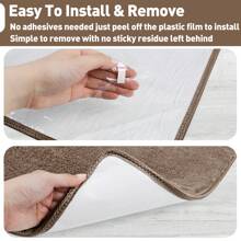 Plush Soft 14pcs Bullnosed Carpet Stair Treads Cover (9.5" X 30"X1.2")With 1pcs Landing Mat (24"X36") Rugs Set Tape Free Self-Adhensive Non-Slip Noise Reduced - 棕色 - 查看 4