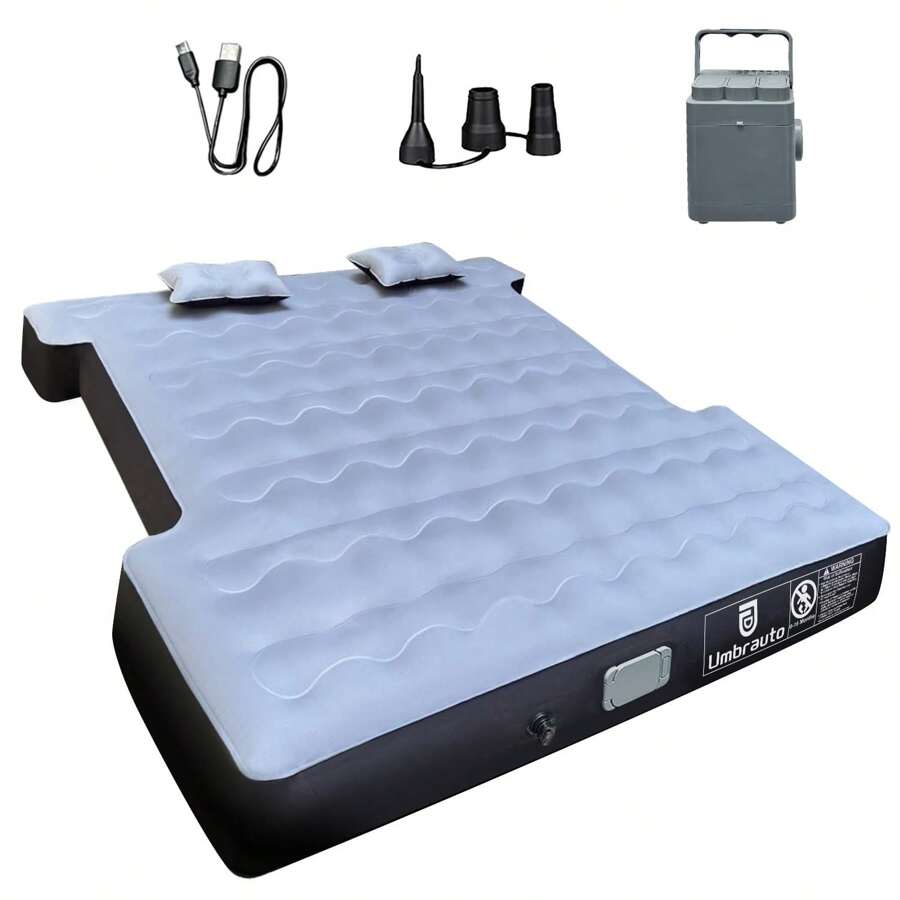Umbrauto Truck Bed Inflatable Air Mattress For 5.5'-5.8' Full Size Pickup Truck Tent Air Beds With Built-In Rechargeable Electric Air Pump For Outdoor Camping - 灰色 - 查看 1