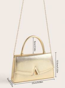 Túi cầm tay dự tiệc cỡ lớn, sang trọng, bóng bẩy dành cho nữ, thiết kế nắp gập thời trang, cảm giác cao cấp, hoàn hảo cho những dịp trang trọng, phụ kiện lý tưởng cho đám cưới và các sự kiện tiệc tùng. - Vàng - Xem 8