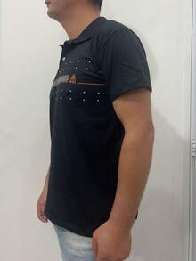 Men Polo Shirts - 黑色 - 查看 2