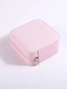 1pc Fashionable Portable Travel Jewelry Box, Exquisite Synthetic Leather High Water Resistance Surface, Mirror Jewelry Case, Suitable For Daily Jewelry Storage Or Traveling With Accessories, Gift For Women And Girls