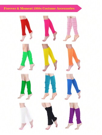 1/2/3 piezas Calentadores de piernas neón para mujer, adecuados para estilo de los 80, viajes, deportes al aire libre, fiesta de Halloween, regalo